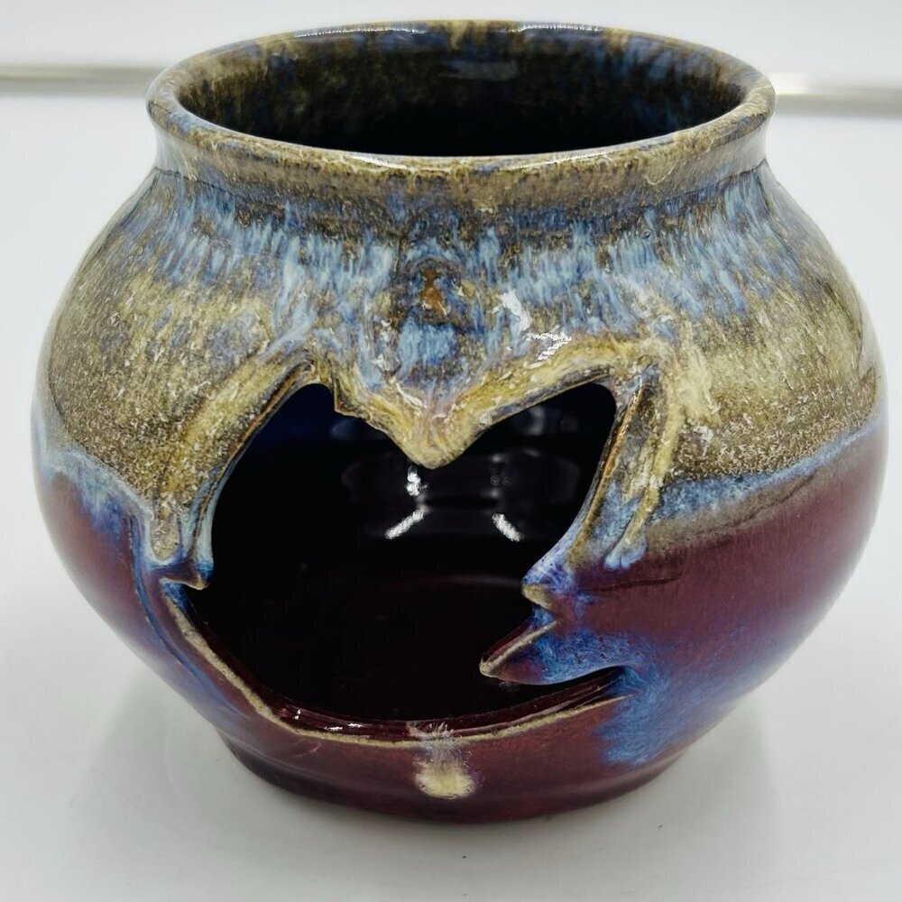 ROBERT ALEWINE Pottery Luminary Candle Holder 4.25" H 2012 Leaf Signed NEW